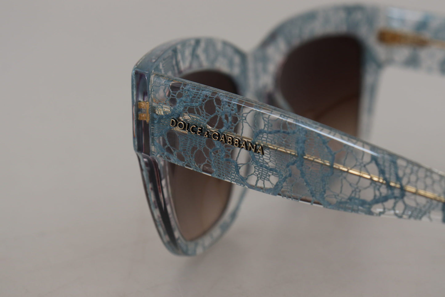 Lunettes de soleil Dolce &amp; Gabbana DG4231 en dentelle bleue, acétate et cristal papillon
