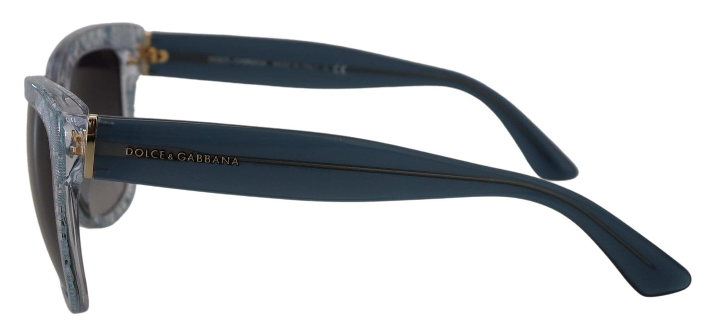 Lunettes de soleil rectangulaires en acétate et dentelle bleue Dolce &amp; Gabbana DG4226