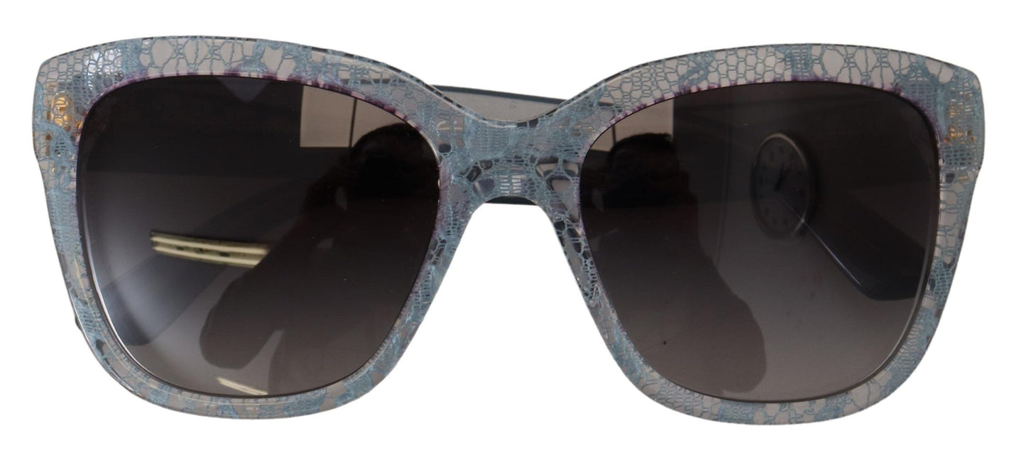 Lunettes de soleil rectangulaires en acétate et dentelle bleue Dolce &amp; Gabbana DG4226