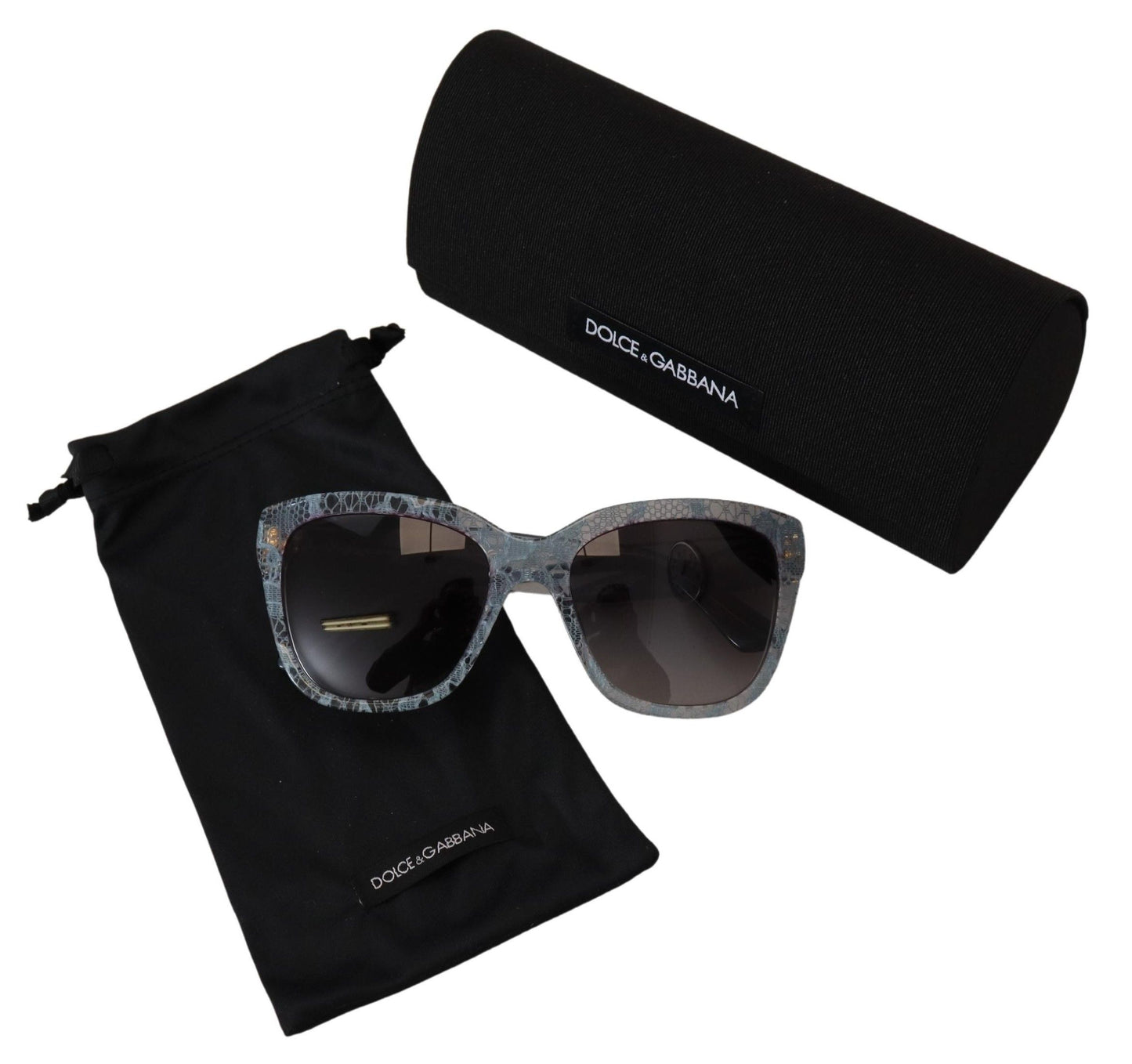 Lunettes de soleil rectangulaires en acétate et dentelle bleue Dolce &amp; Gabbana DG4226