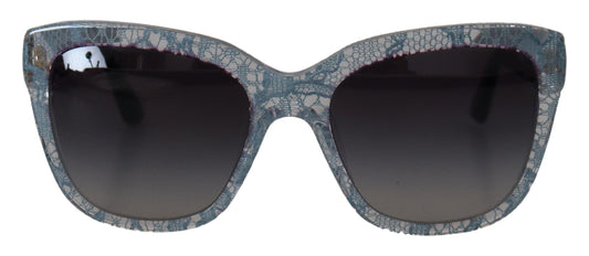 Lunettes de soleil rectangulaires en acétate et dentelle bleue Dolce &amp; Gabbana DG4226