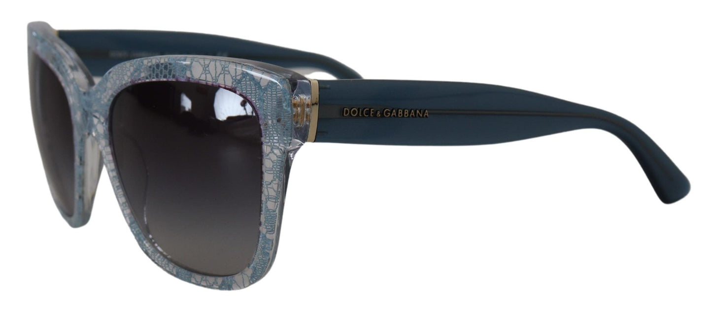 Lunettes de soleil rectangulaires en acétate et dentelle bleue Dolce &amp; Gabbana DG4226