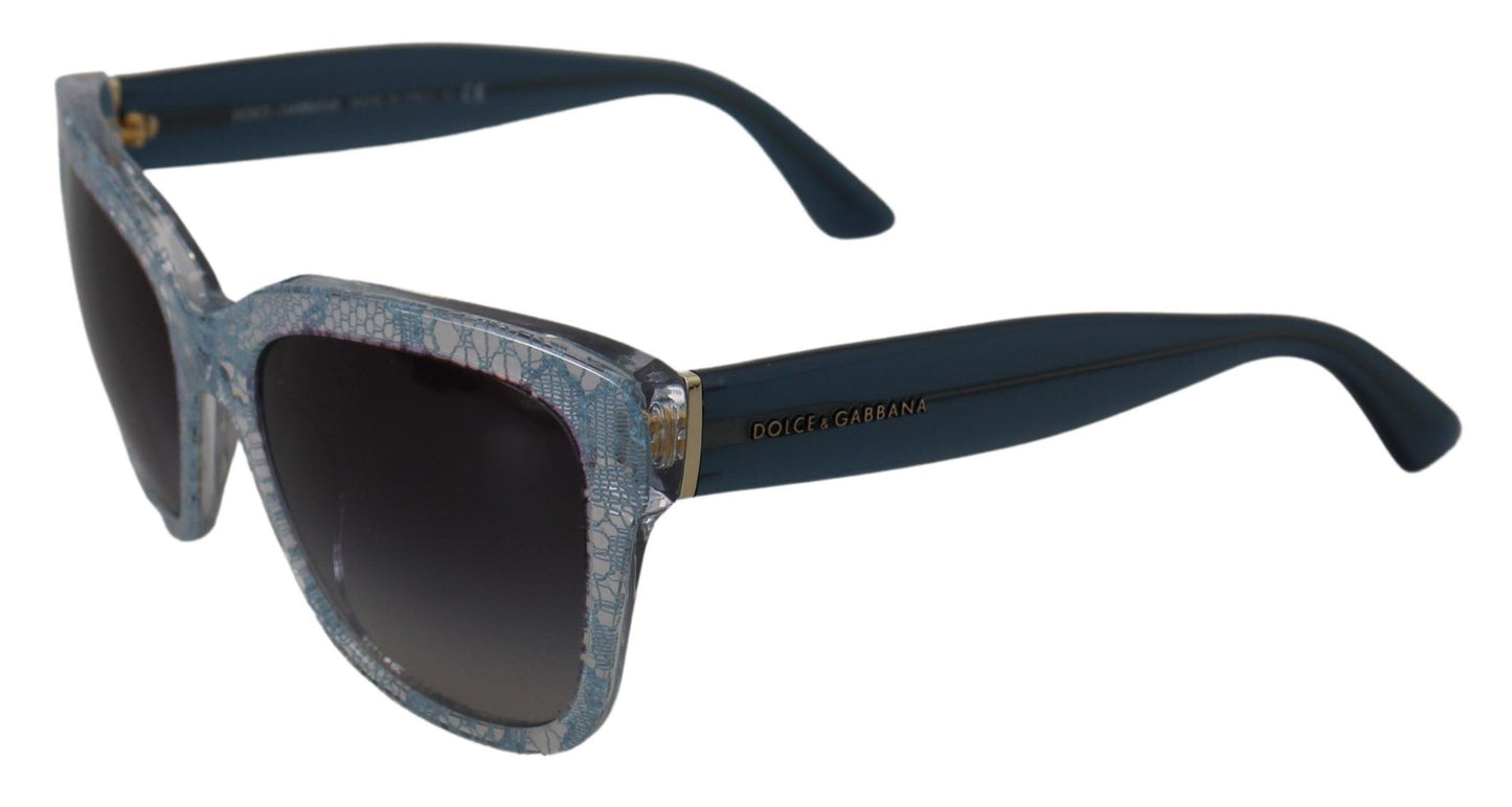 Lunettes de soleil rectangulaires en acétate et dentelle bleue Dolce &amp; Gabbana DG4226