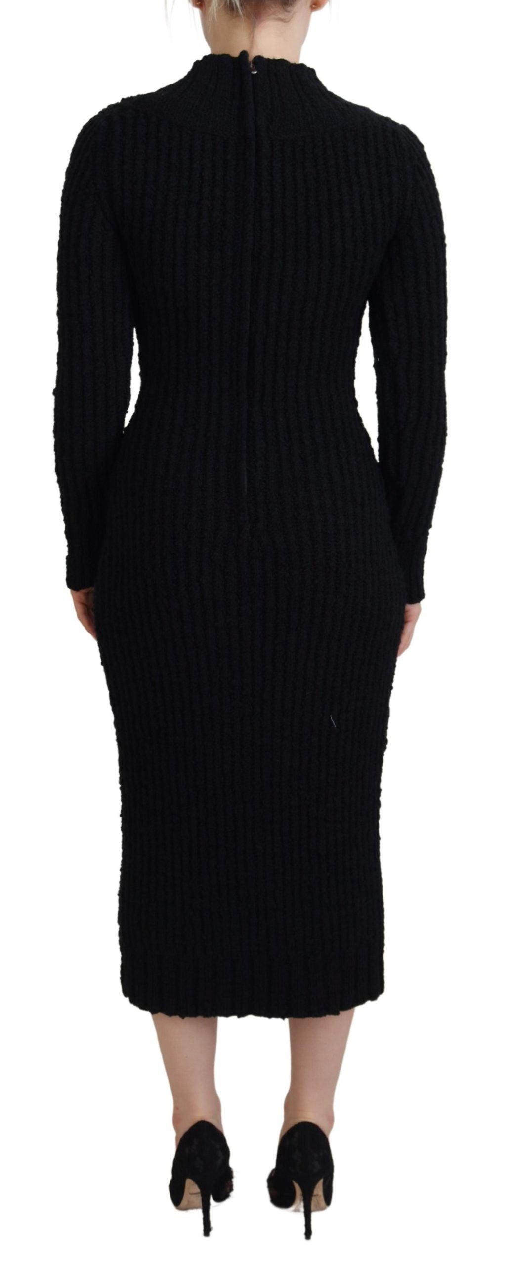 Robe pull fourreau en laine tricotée noire Dolce &amp; Gabbana