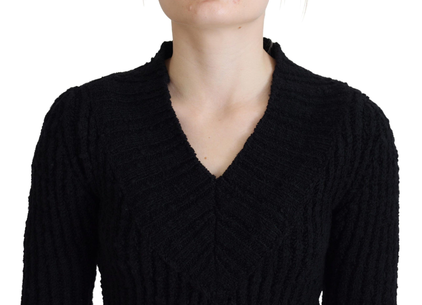 Robe pull fourreau en laine tricotée noire Dolce &amp; Gabbana