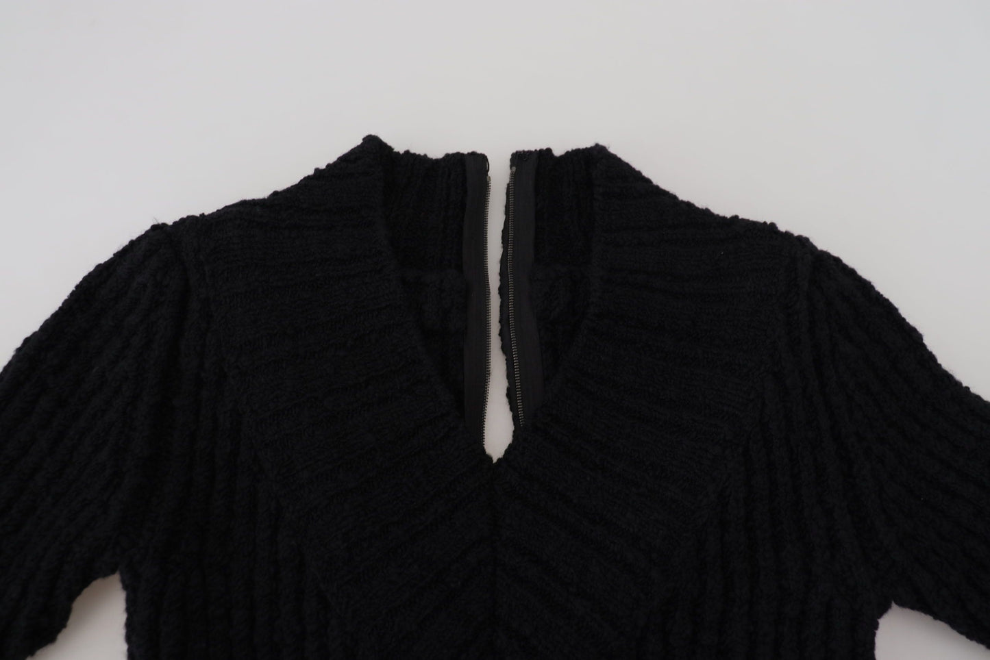 Robe pull fourreau en laine tricotée noire Dolce &amp; Gabbana