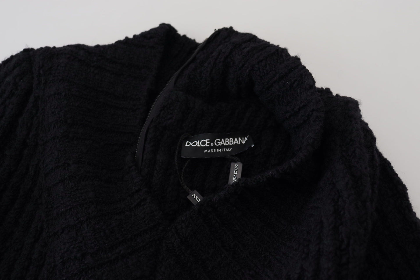 Robe pull fourreau en laine tricotée noire Dolce &amp; Gabbana