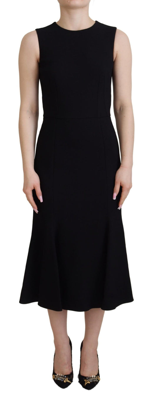 Robe fourreau évasée noire en viscose Dolce &amp; Gabbana