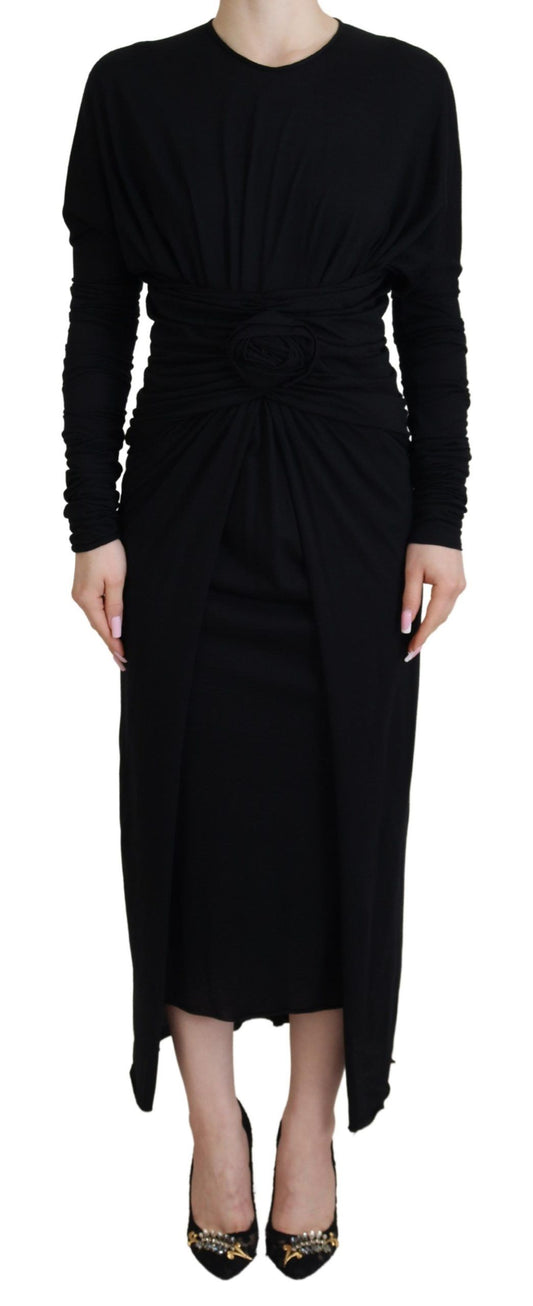 Robe fourreau mi-longue noire en laine Dolce &amp; Gabbana