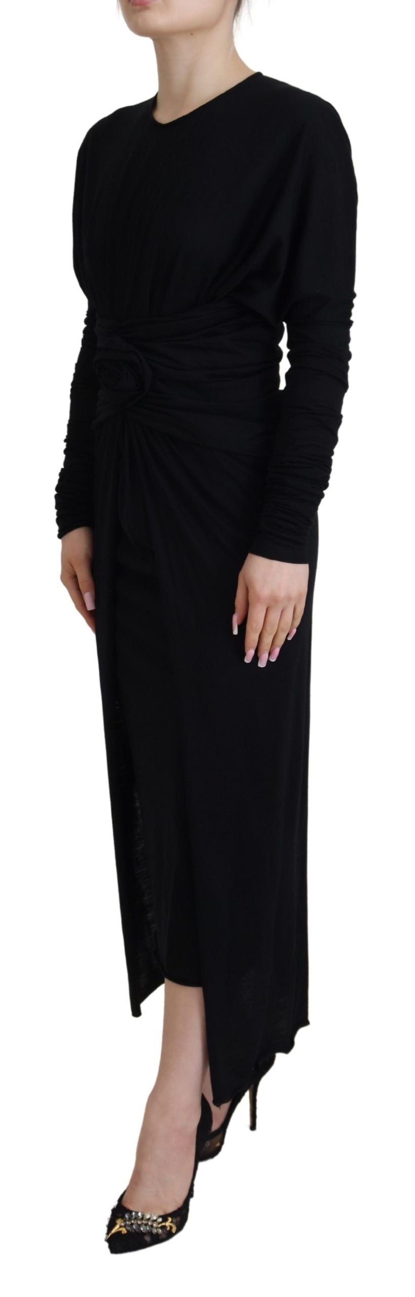 Robe fourreau mi-longue noire en laine Dolce &amp; Gabbana