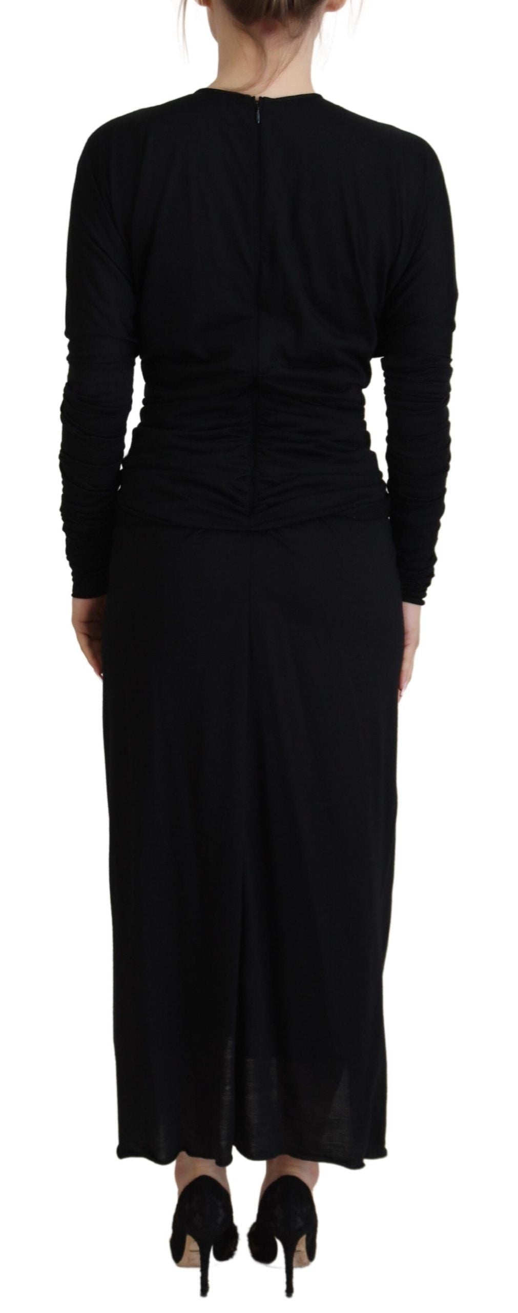 Robe fourreau mi-longue noire en laine Dolce &amp; Gabbana