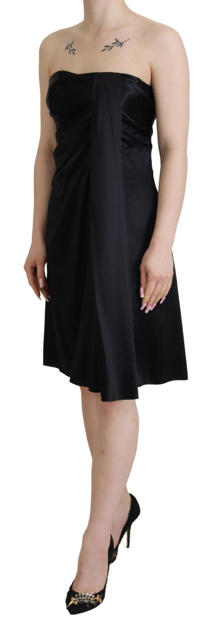 Robe de soirée courte en soie noire Dolce &amp; Gabbana