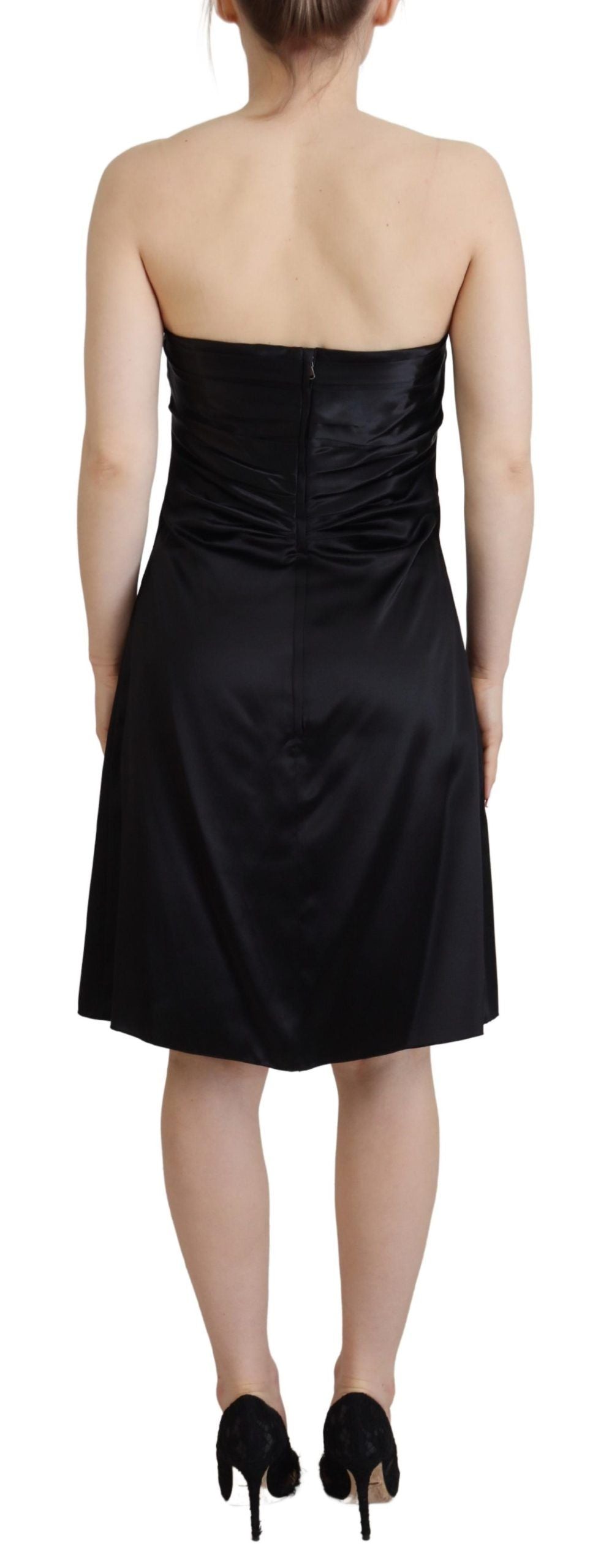 Robe de soirée courte en soie noire Dolce &amp; Gabbana