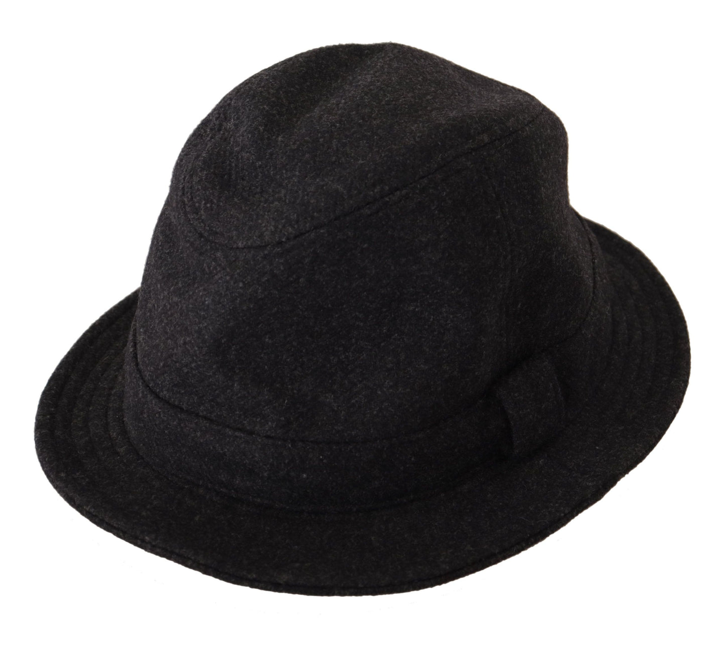 Chapeau Fedora Trilby en laine vierge grise avec logo Dolce &amp; Gabbana
