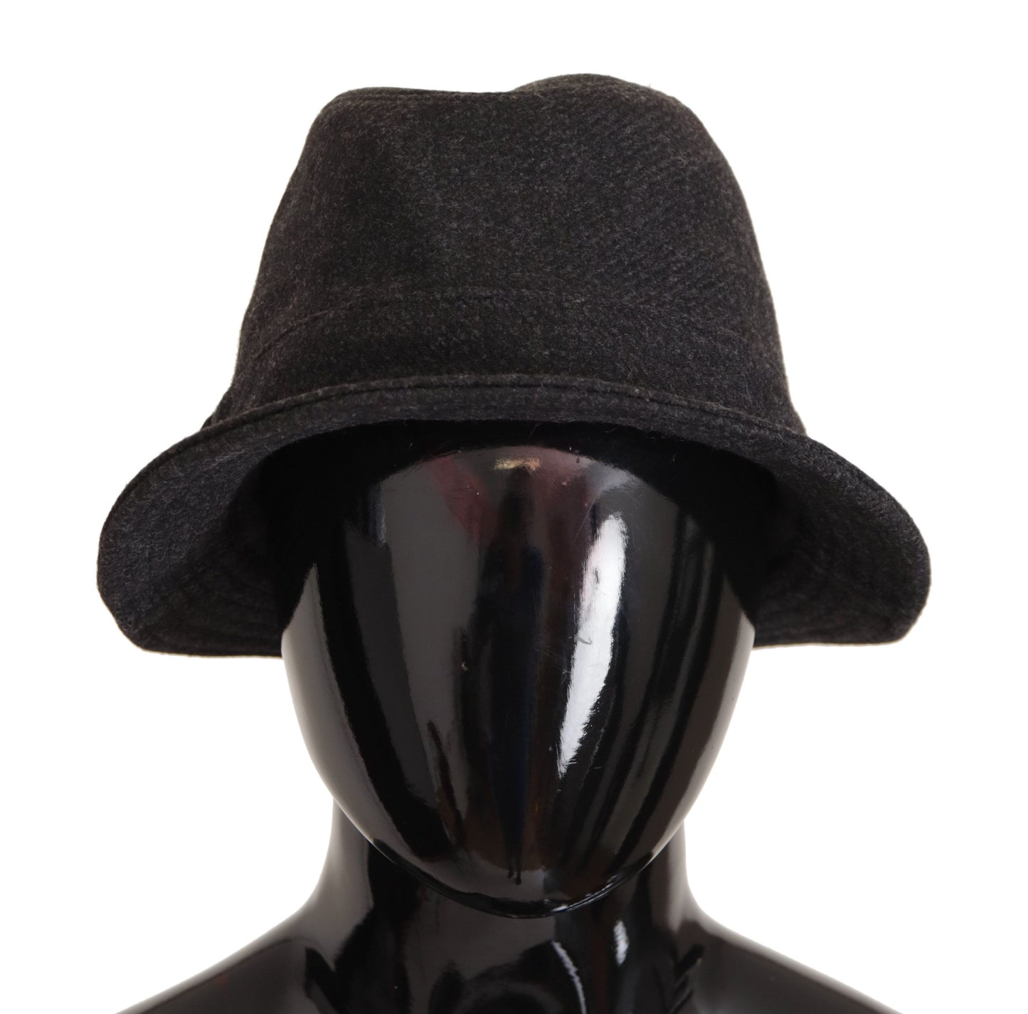 Chapeau Fedora Trilby en laine vierge grise avec logo Dolce &amp; Gabbana