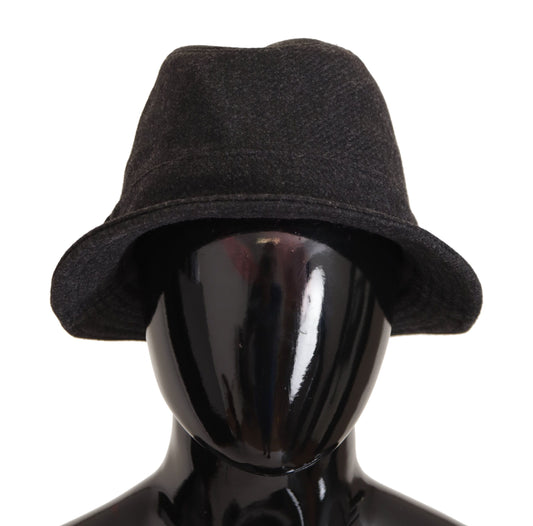 Chapeau Fedora Trilby en laine vierge grise avec logo Dolce &amp; Gabbana
