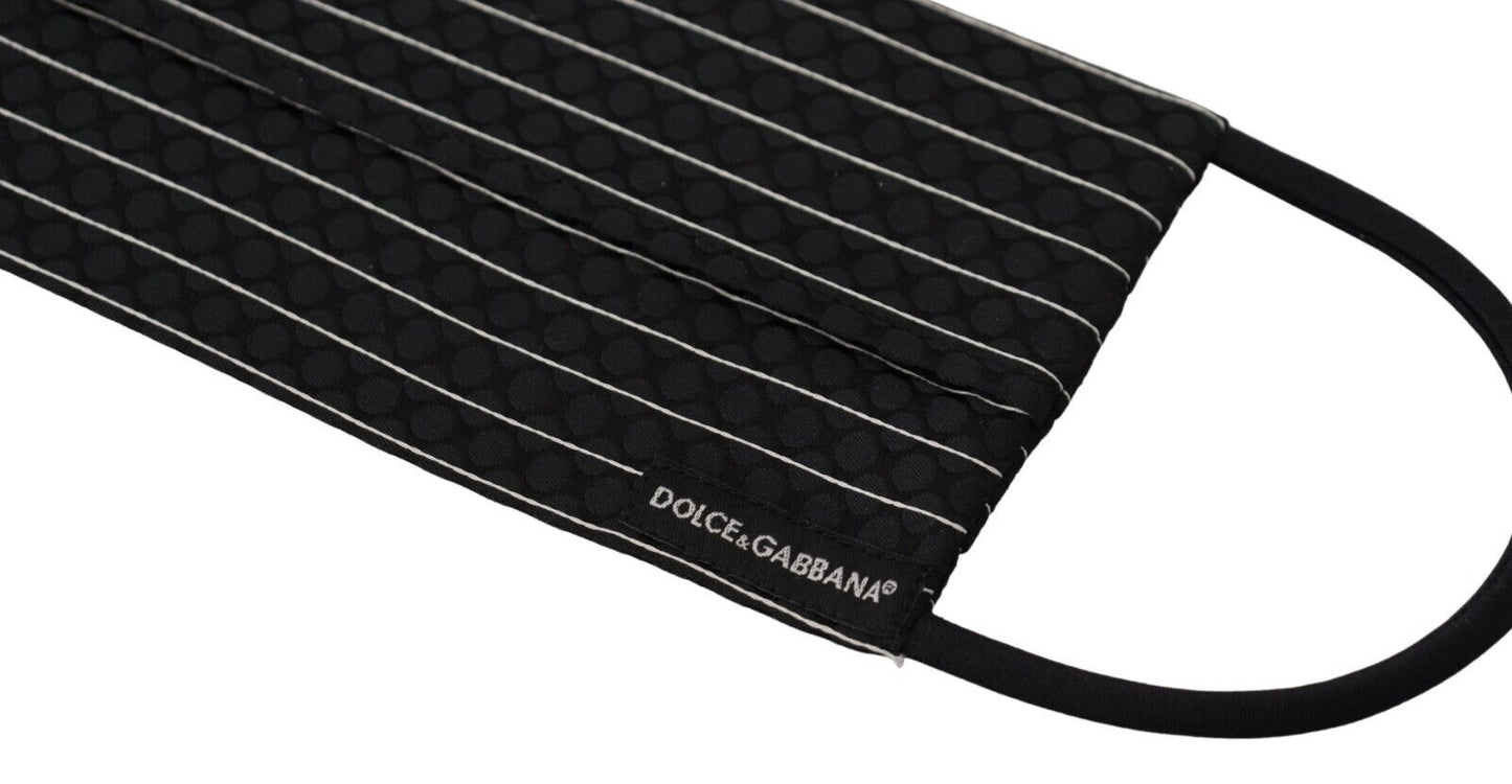 Masque facial Dolce &amp; Gabbana à rayures noires et blanches avec élastiques et oreilles, taille unique