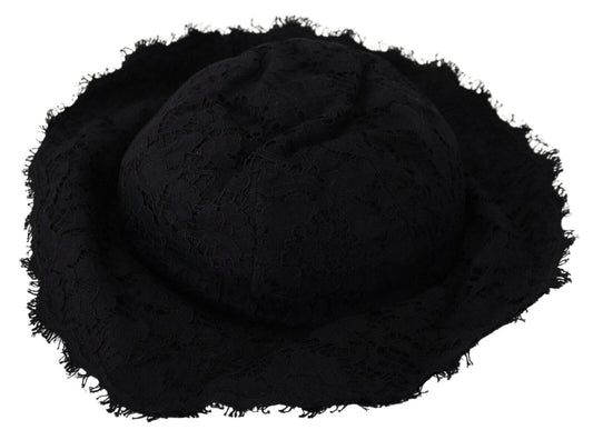 Chapeau d'ombrage à large bord en coton noir Dolce &amp; Gabbana