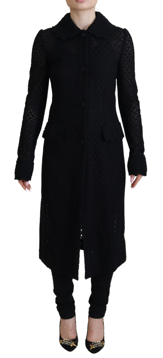 Veste longue en coton noire boutonnée Dolce &amp; Gabbana