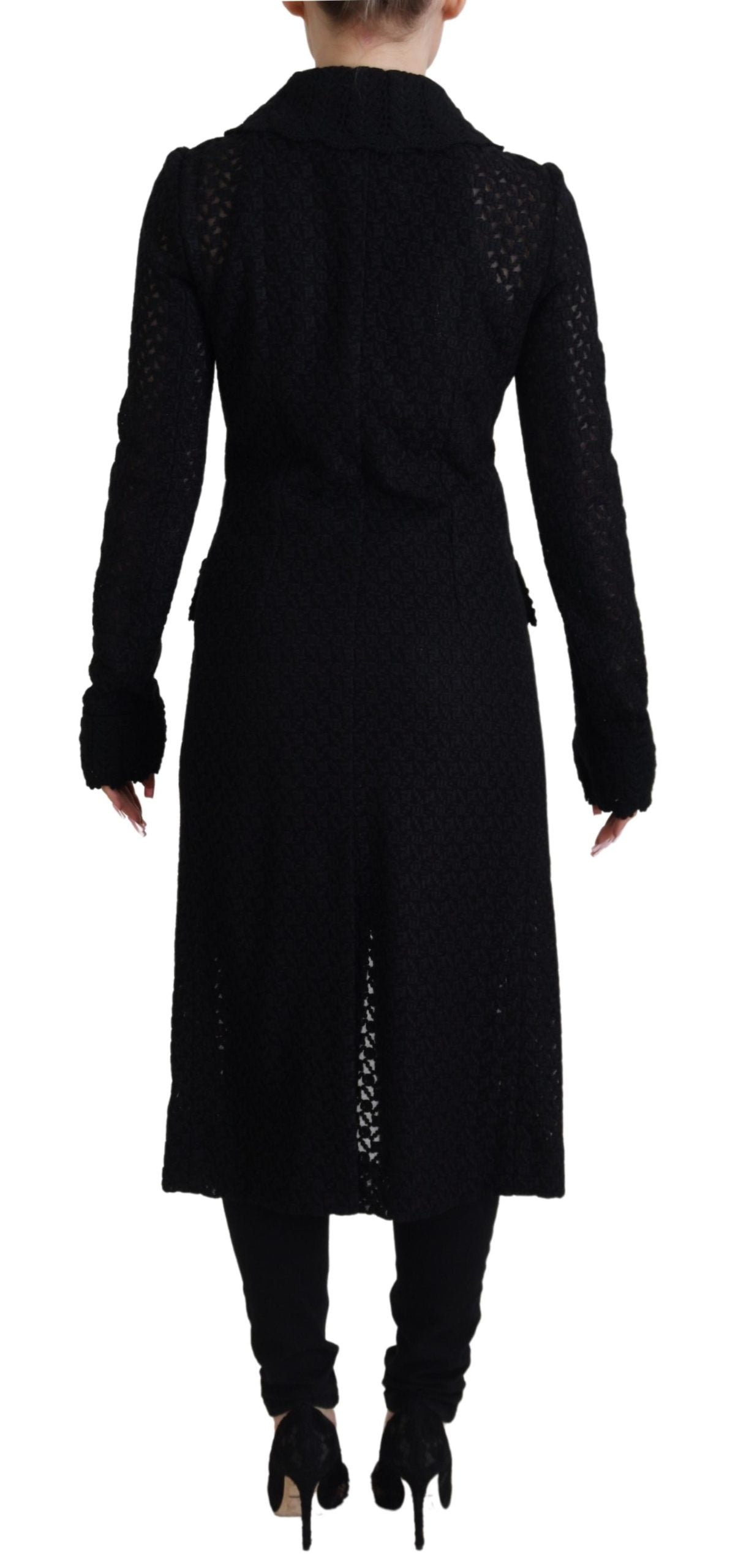 Veste longue en coton noire boutonnée Dolce &amp; Gabbana