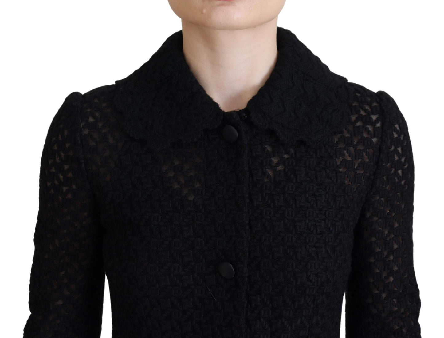 Veste longue en coton noire boutonnée Dolce &amp; Gabbana