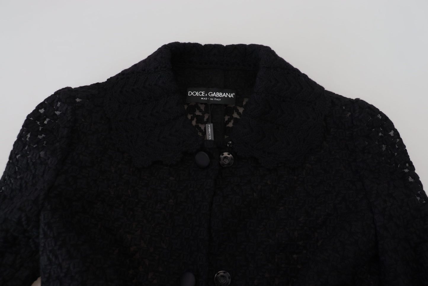 Veste longue en coton noire boutonnée Dolce &amp; Gabbana