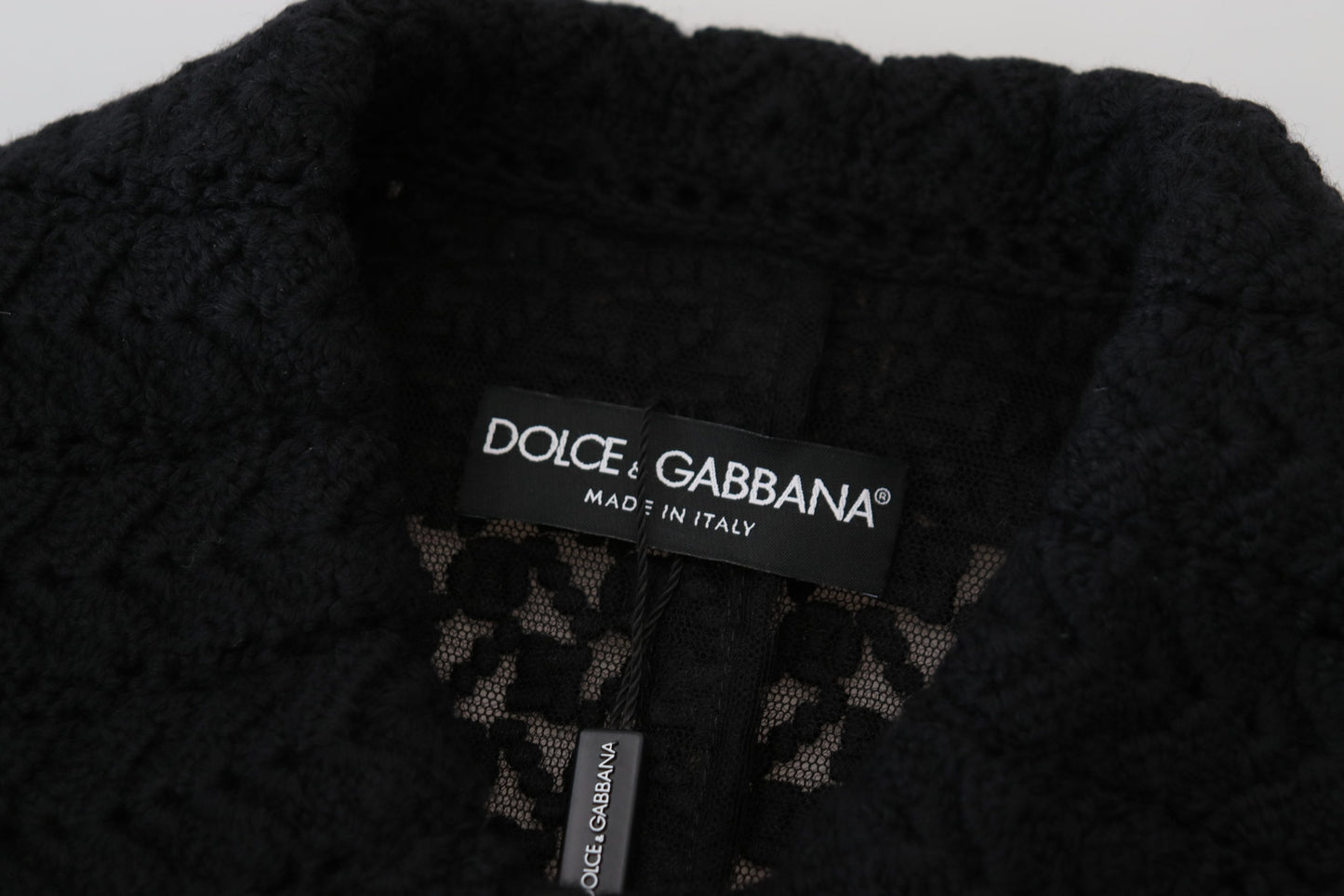Veste longue en coton noire boutonnée Dolce &amp; Gabbana