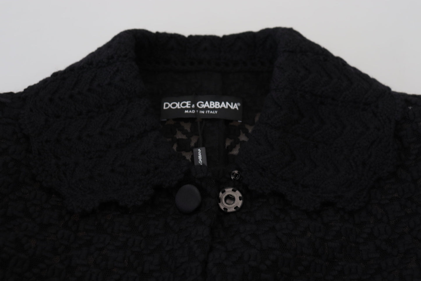 Veste longue en coton noire boutonnée Dolce &amp; Gabbana