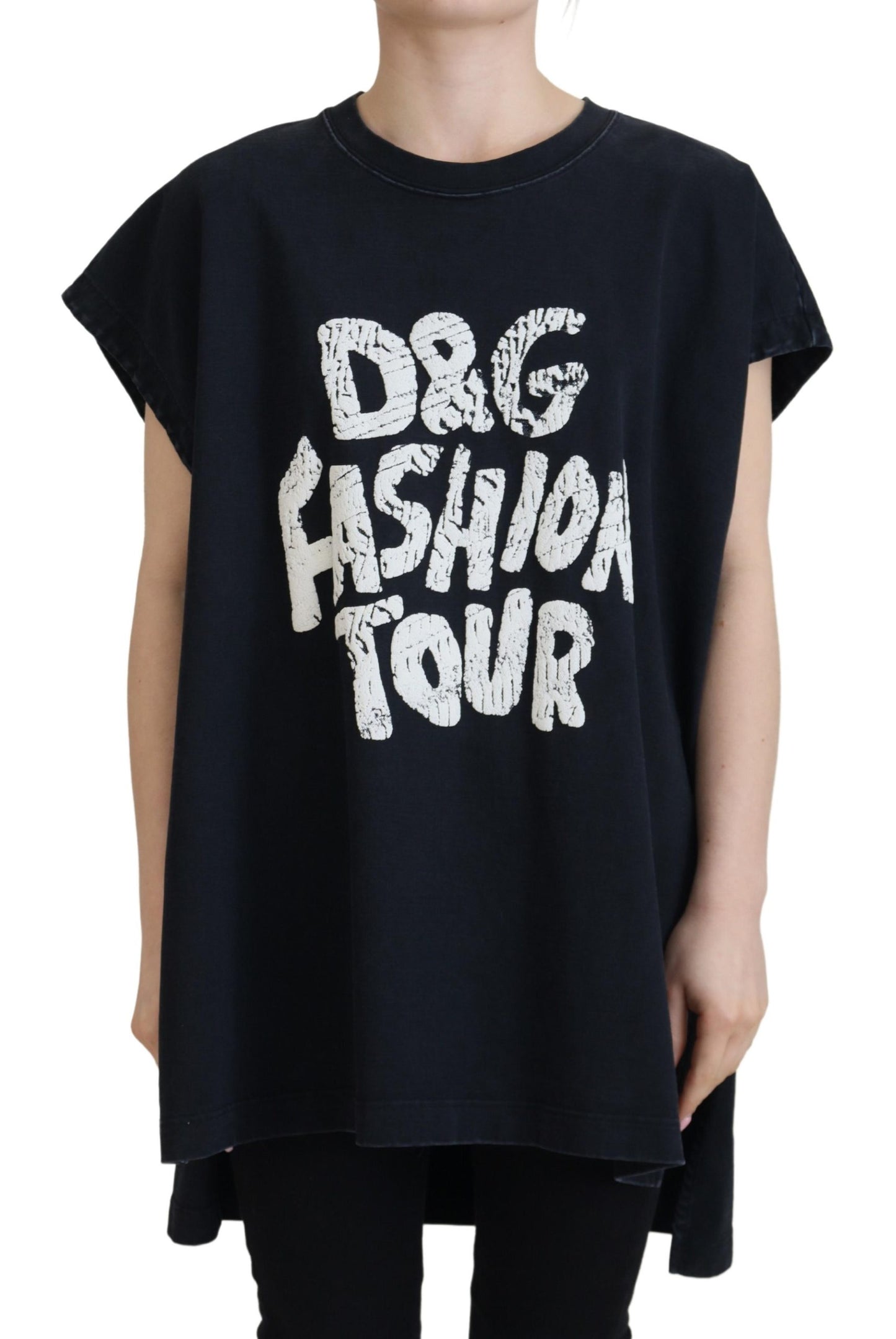 T-shirt col rond en coton noir Dolce &amp; Gabbana D&amp;G Fashion