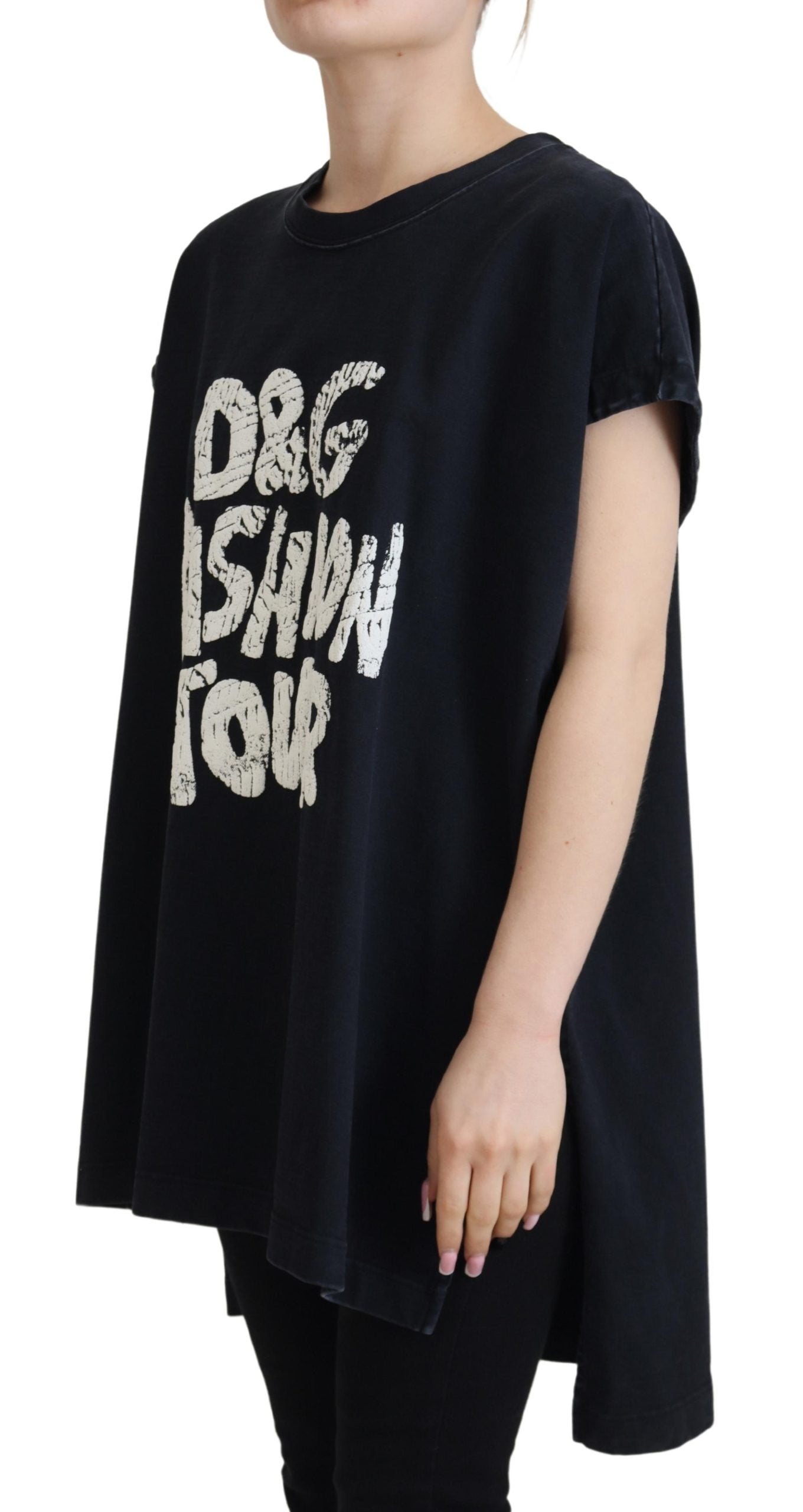 T-shirt col rond en coton noir Dolce &amp; Gabbana D&amp;G Fashion
