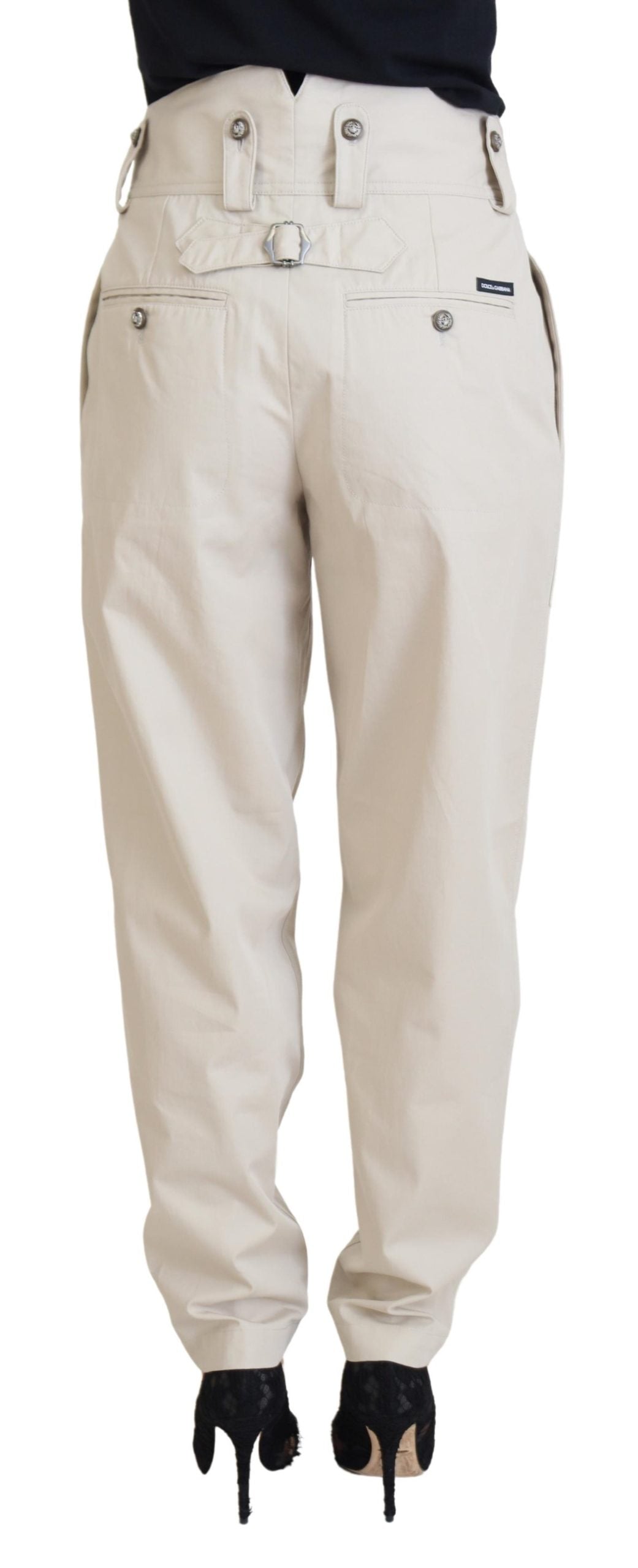 Pantalon taille haute beige Dolce &amp; Gabbana pour femme