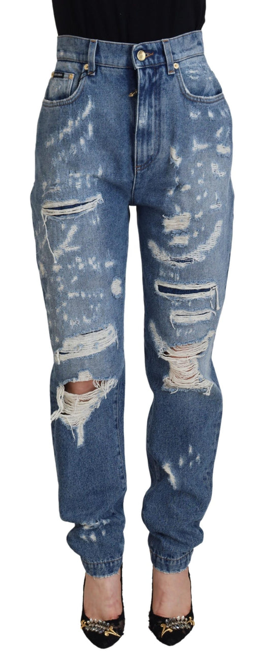 Jean en denim déchiré bleu délavé Dolce &amp; Gabbana