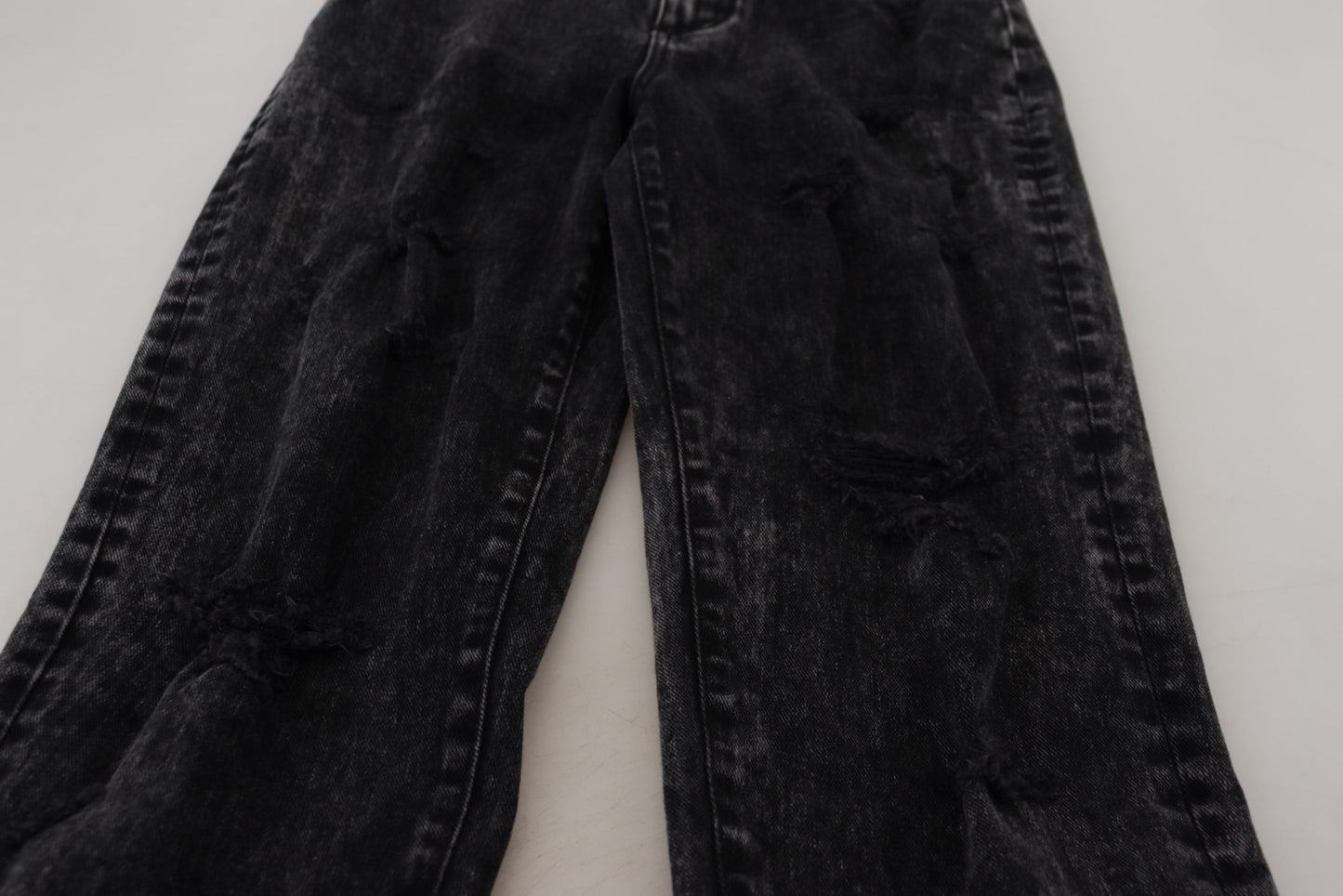 Jean taille haute en coton délavé noir Dolce &amp; Gabbana