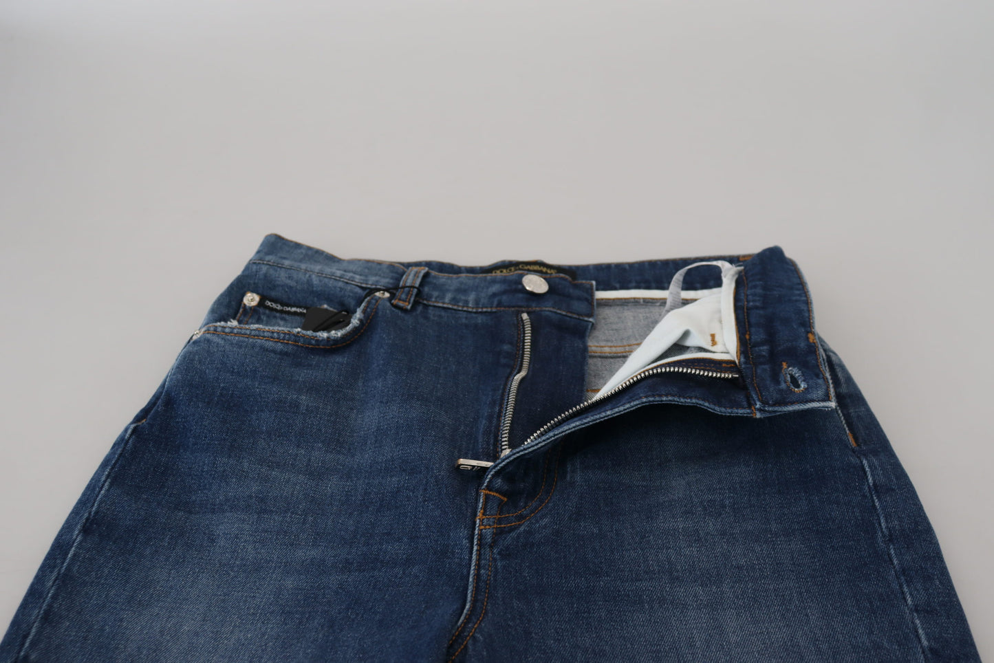 Jean skinny taille haute en coton bleu Dolce &amp; Gabbana