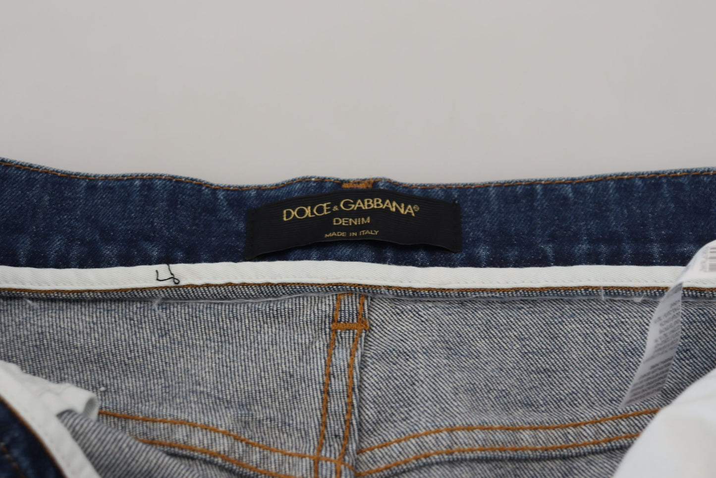 Jean skinny taille haute en coton bleu Dolce &amp; Gabbana