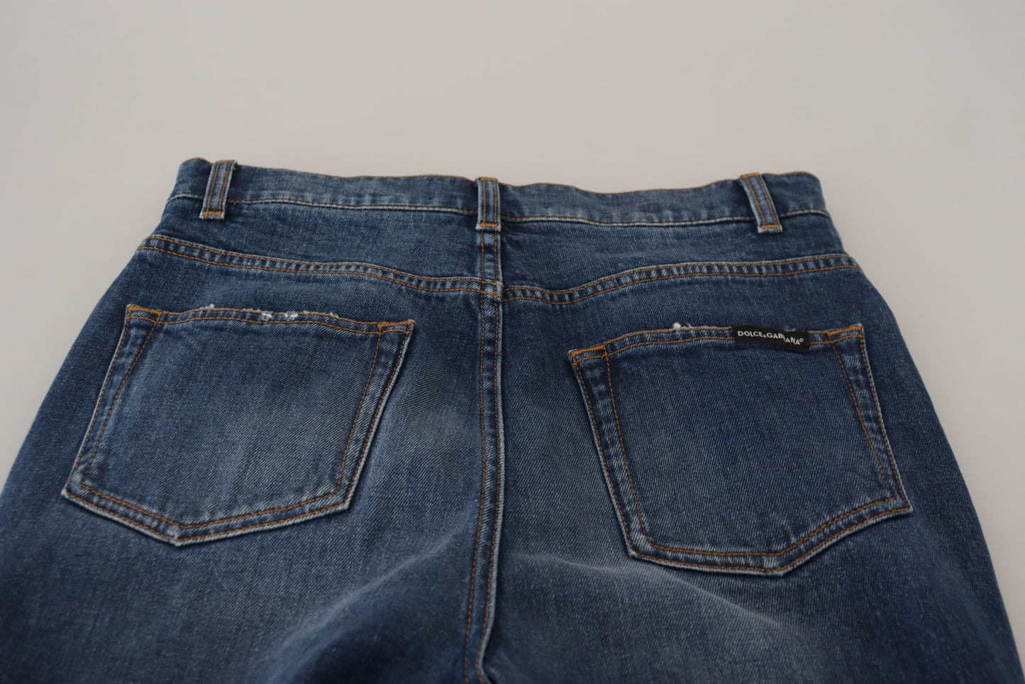 Jean skinny taille haute en coton bleu Dolce &amp; Gabbana