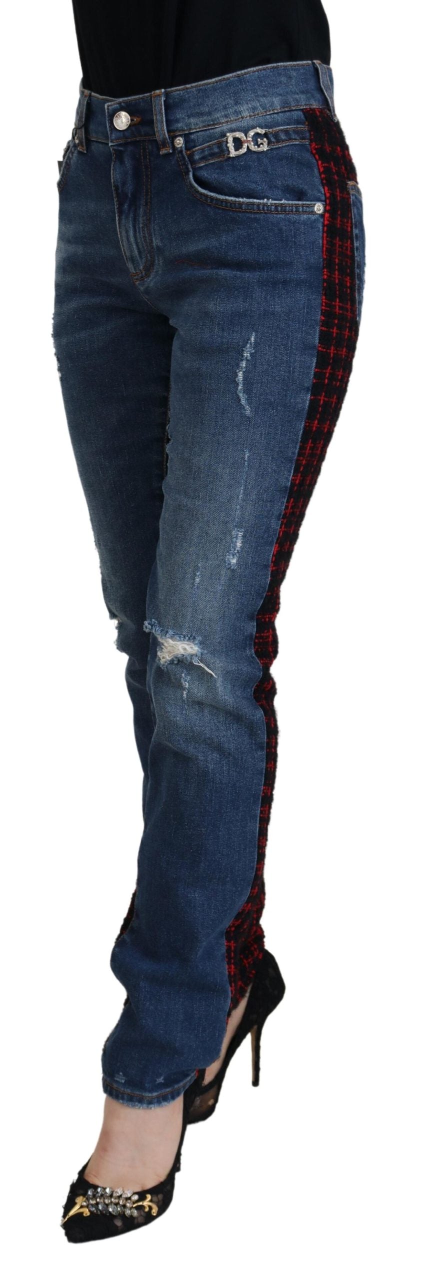 Jean skinny bleu à carreaux dans le dos Dolce &amp; Gabbana