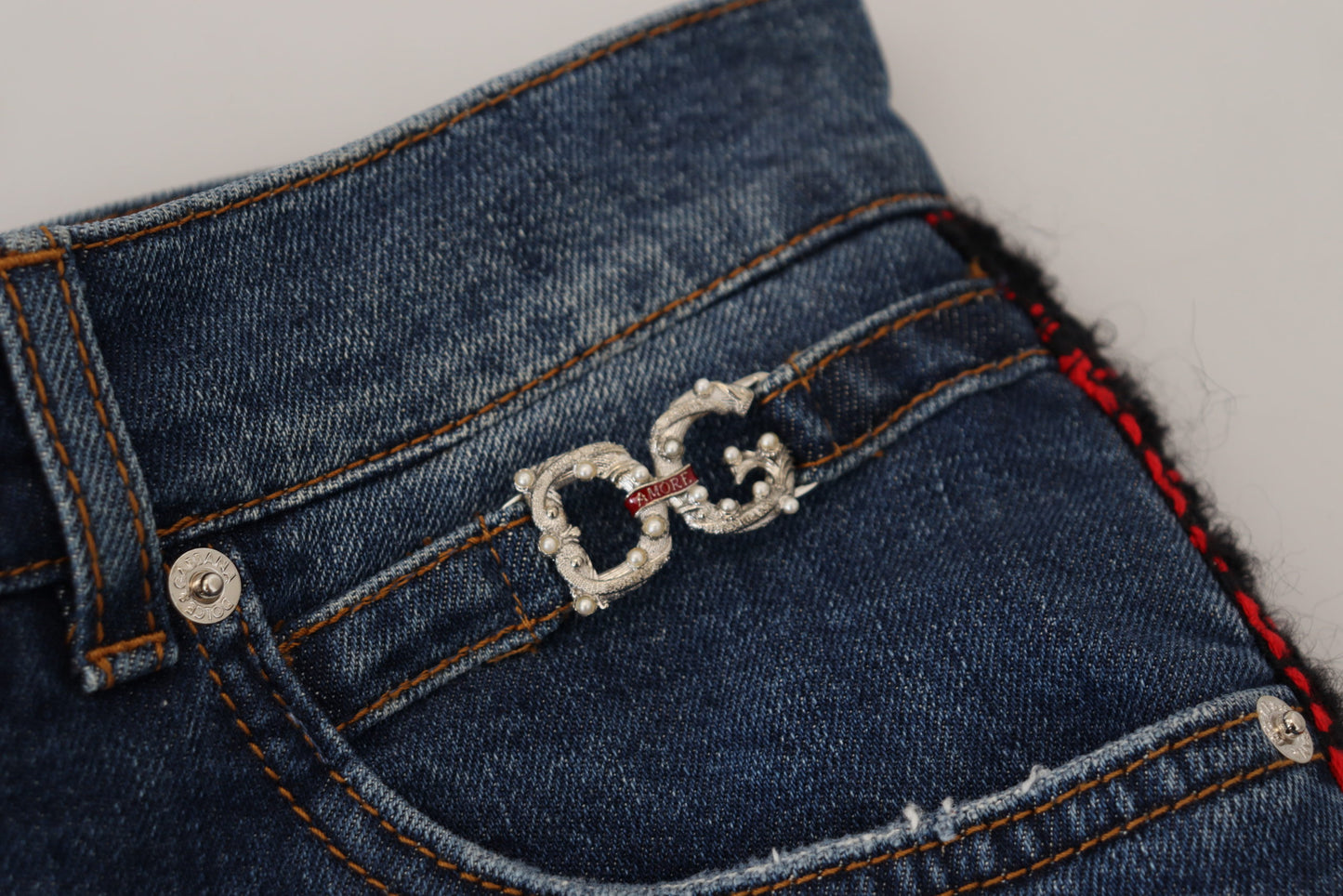 Jean skinny bleu à carreaux dans le dos Dolce &amp; Gabbana
