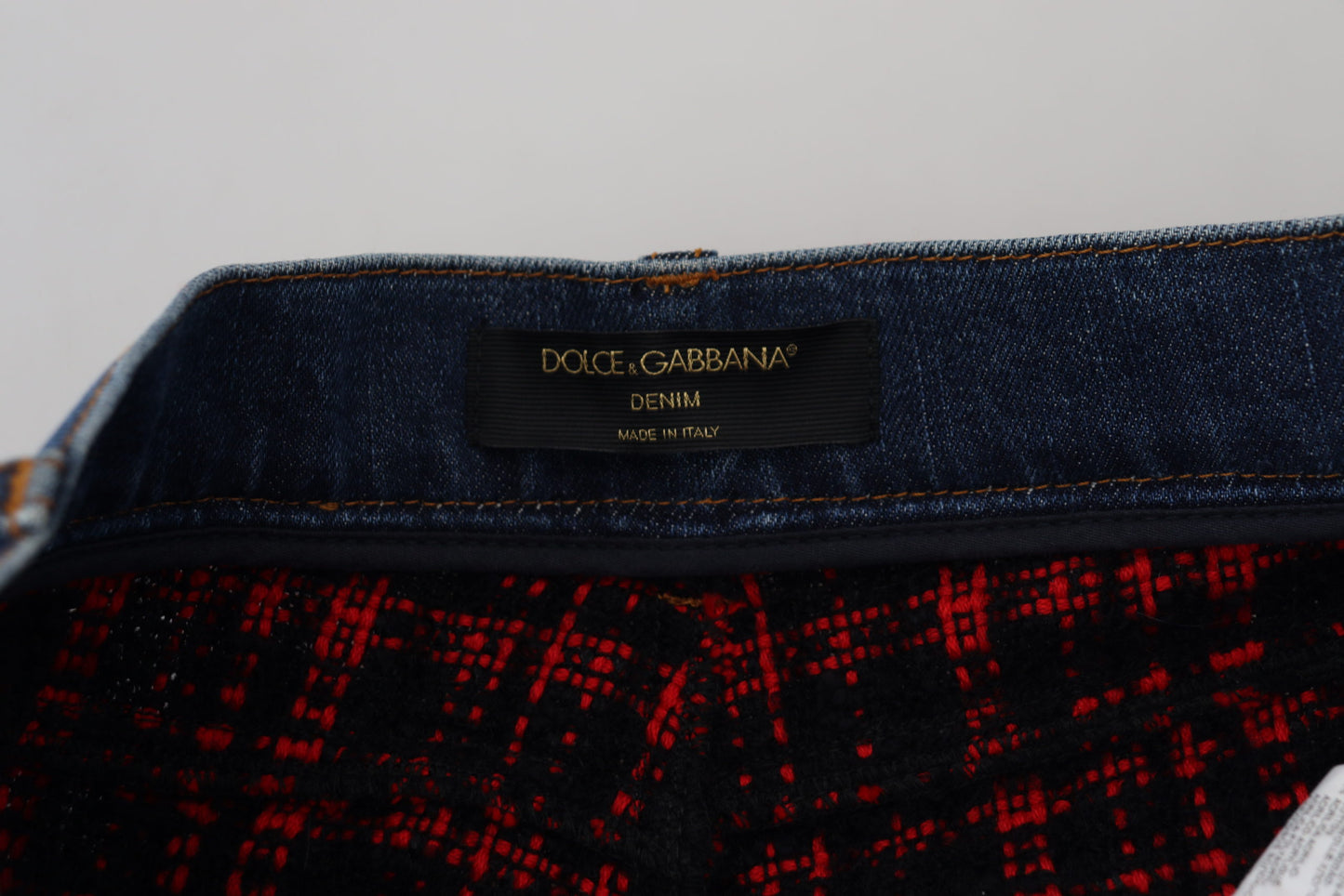Jean skinny bleu à carreaux dans le dos Dolce &amp; Gabbana