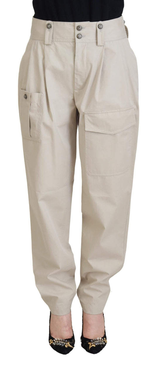 Pantalon cargo en coton beige Dolce &amp; Gabbana pour femme