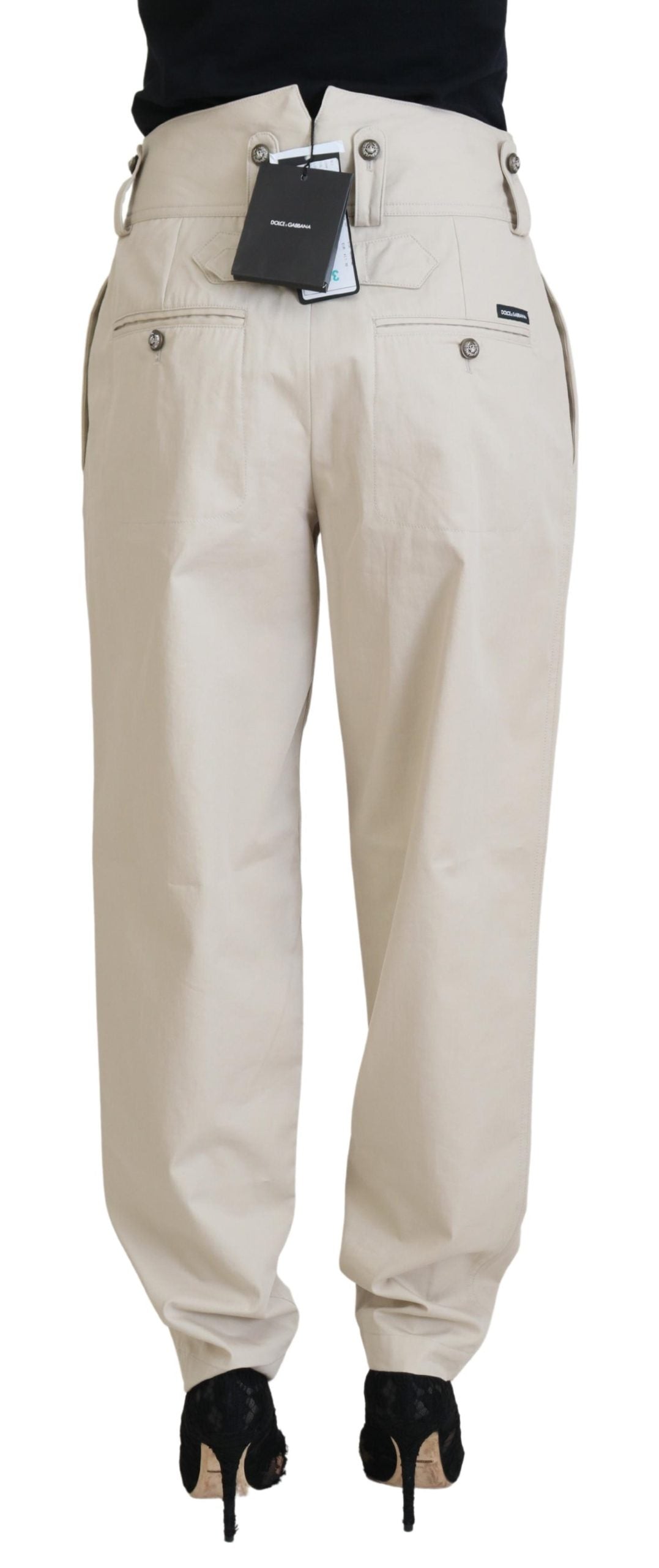 Pantalon cargo en coton beige Dolce &amp; Gabbana pour femme