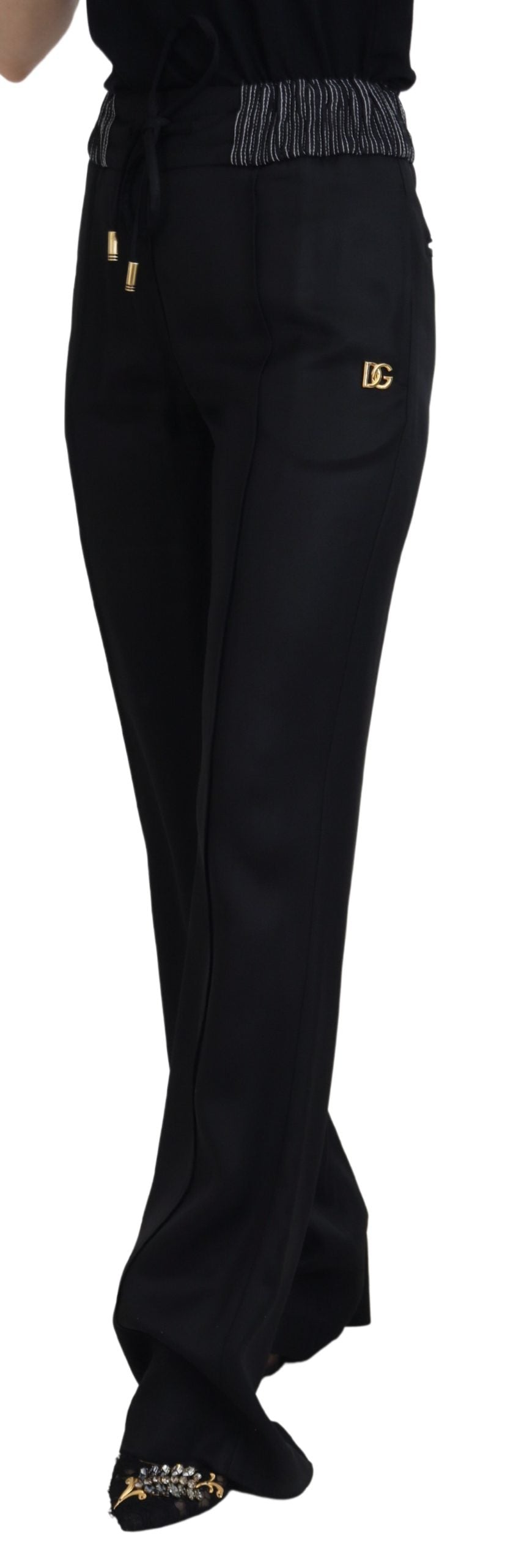 Pantalon droit en coton noir Dolce &amp; Gabbana
