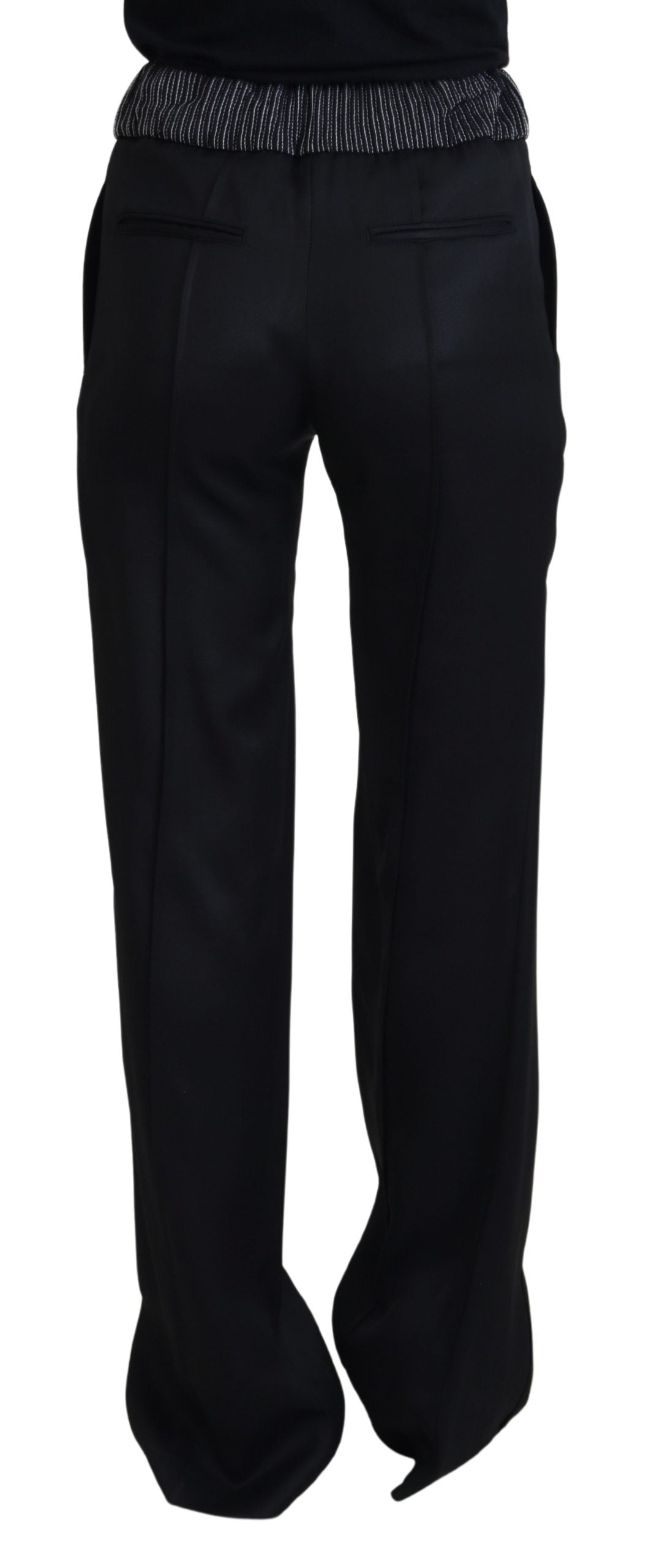 Pantalon droit en coton noir Dolce &amp; Gabbana