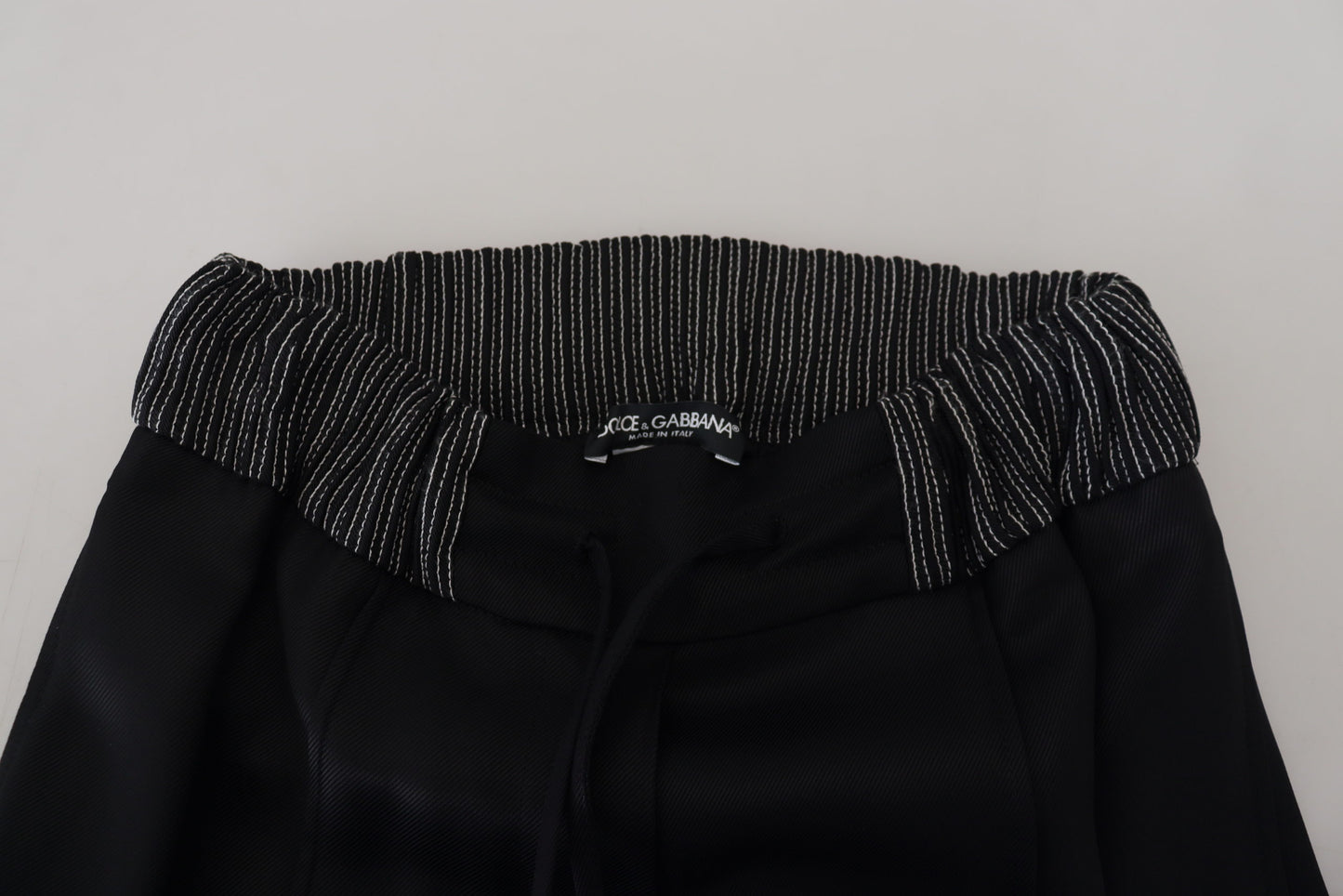 Pantalon droit en coton noir Dolce &amp; Gabbana