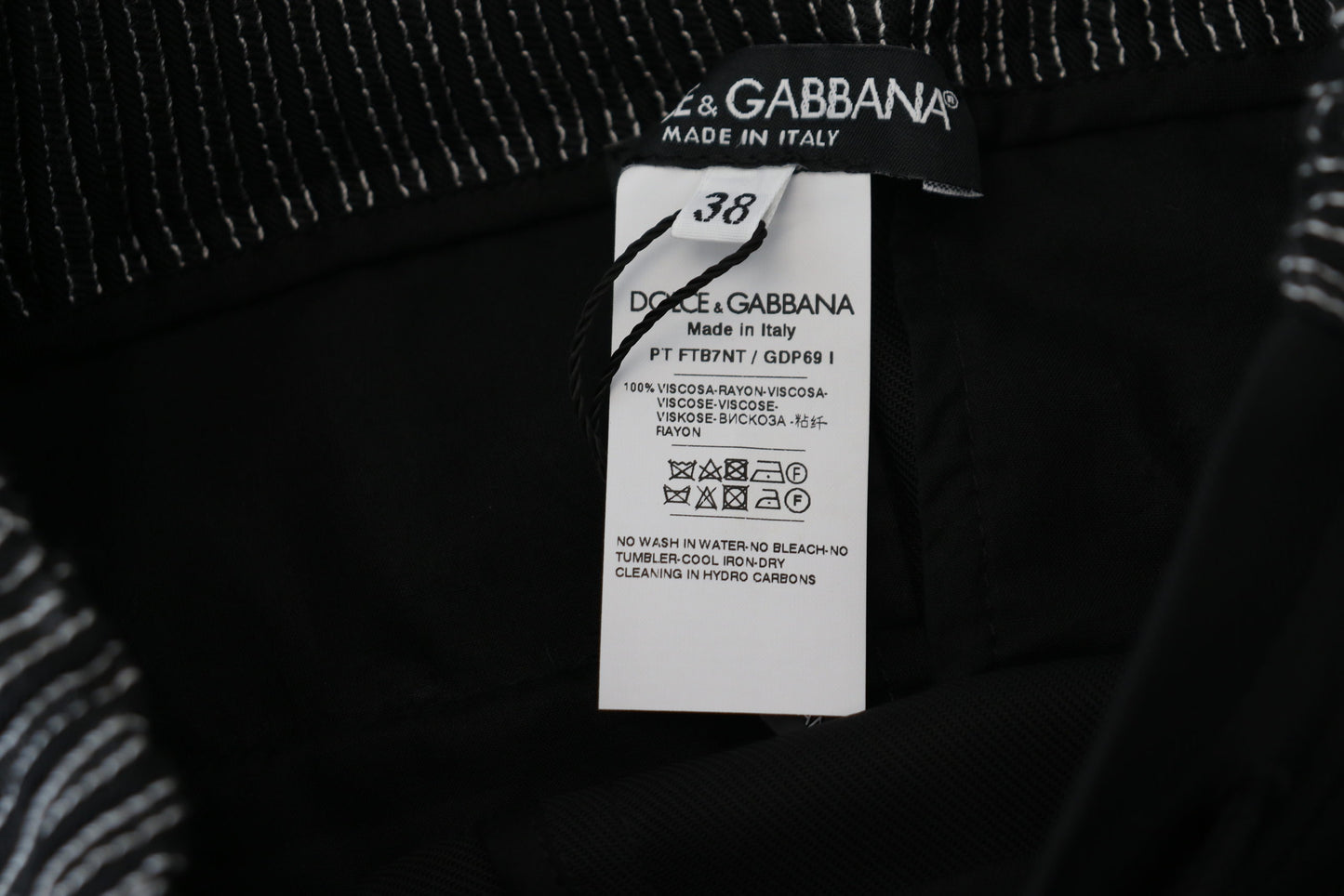Pantalon droit en coton noir Dolce &amp; Gabbana