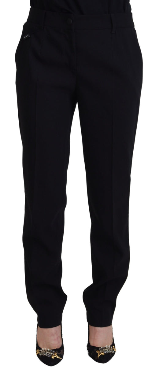 Pantalon fuselé en laine noire Dolce &amp; Gabbana pour femme