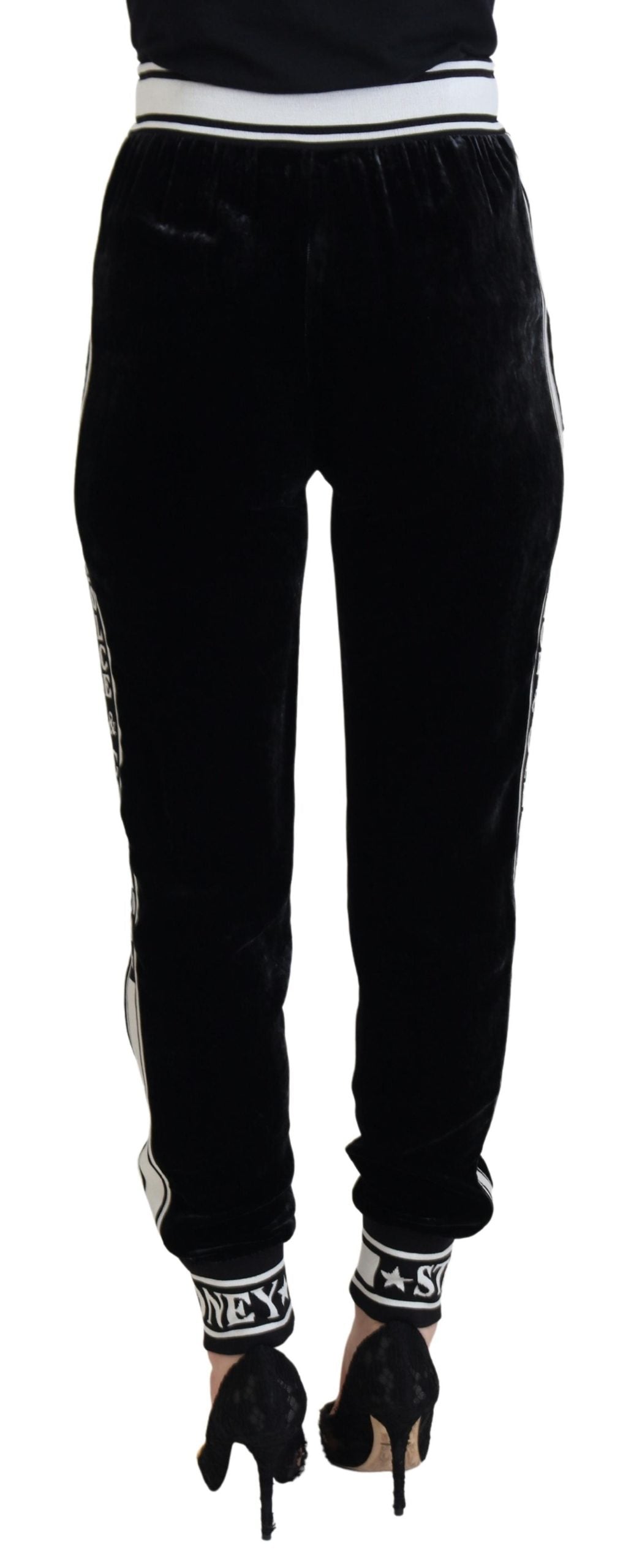 Pantalon en velours noir avec logo DG Dolce &amp; Gabbana