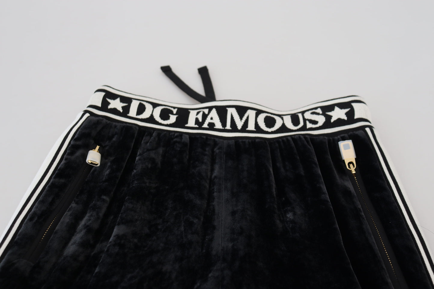Pantalon en velours noir avec logo DG Dolce &amp; Gabbana