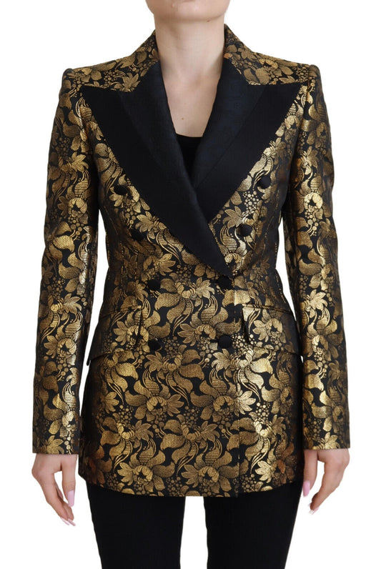 Veste blazer en jacquard noir et or Dolce &amp; Gabbana