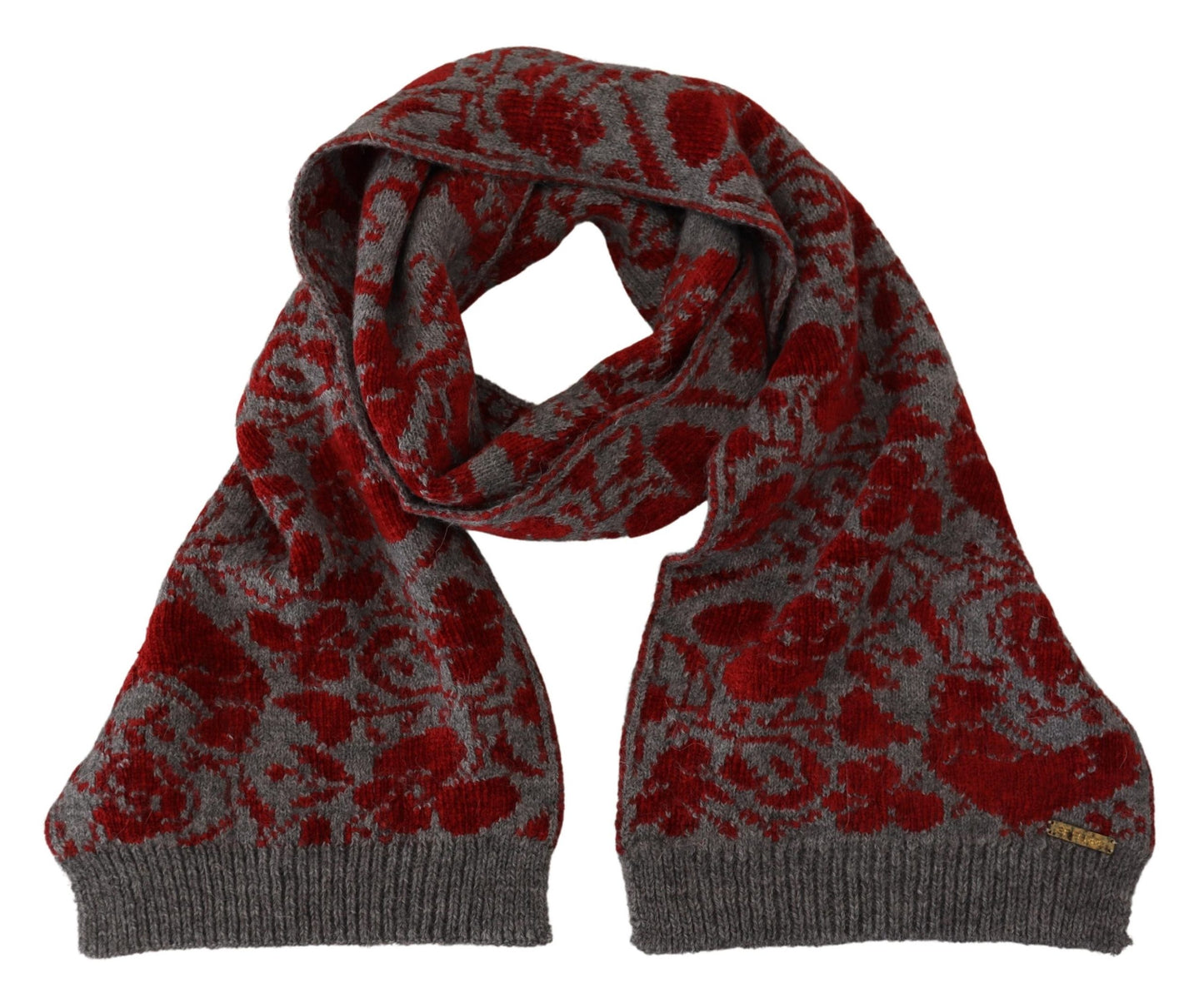 GF Ferre Rot Grau Gestrickter Wickelwärmer Damen Schal